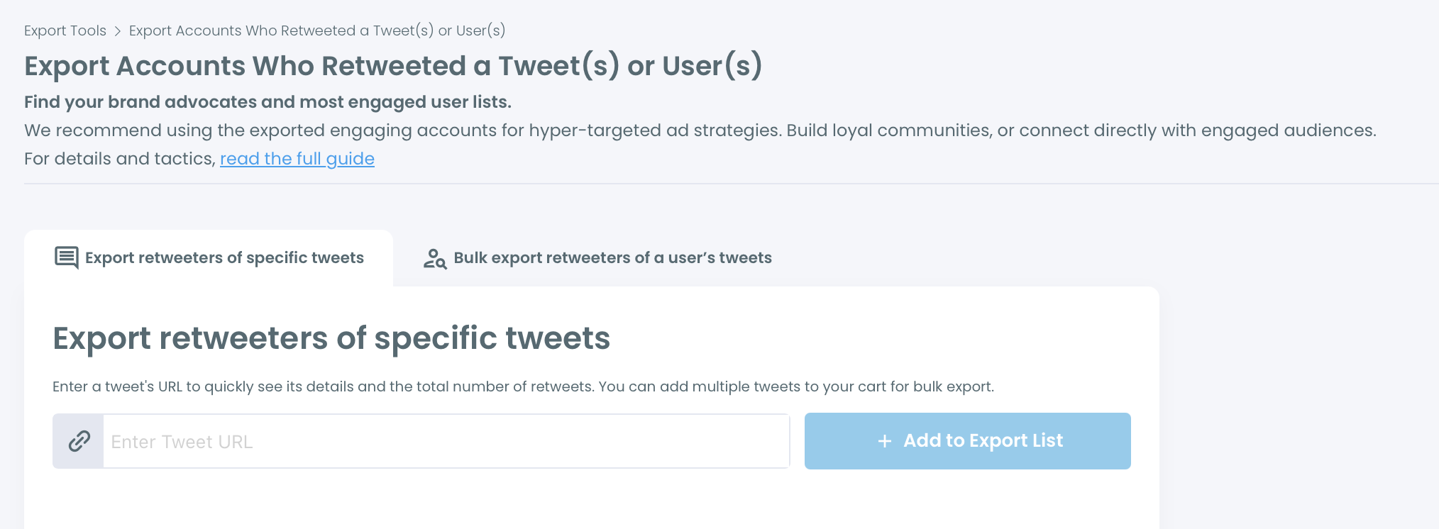Export retweeters of specific tweets