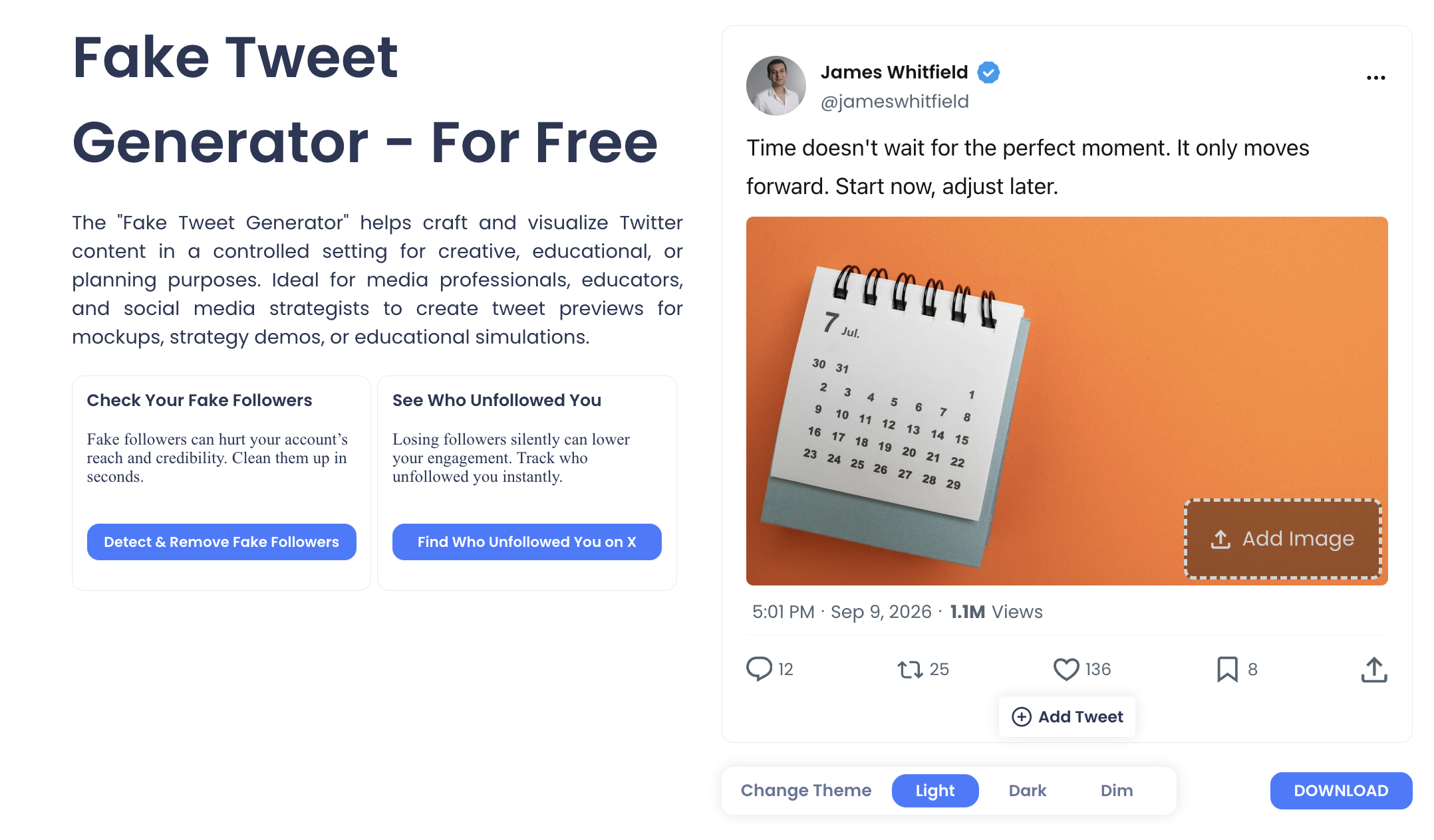 Finished mockup in Circleboom's fake tweet generator, ready to download.
