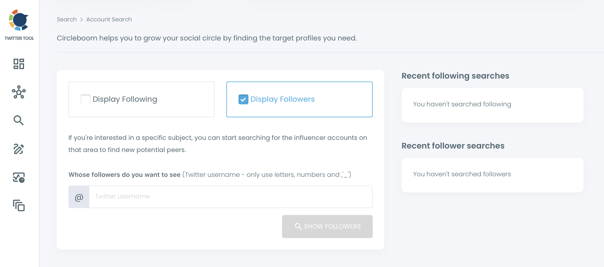 Followers / Following Search