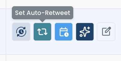 Set Auto-Retweet tooltip shown over the retweet icon in a post's row of action buttons.