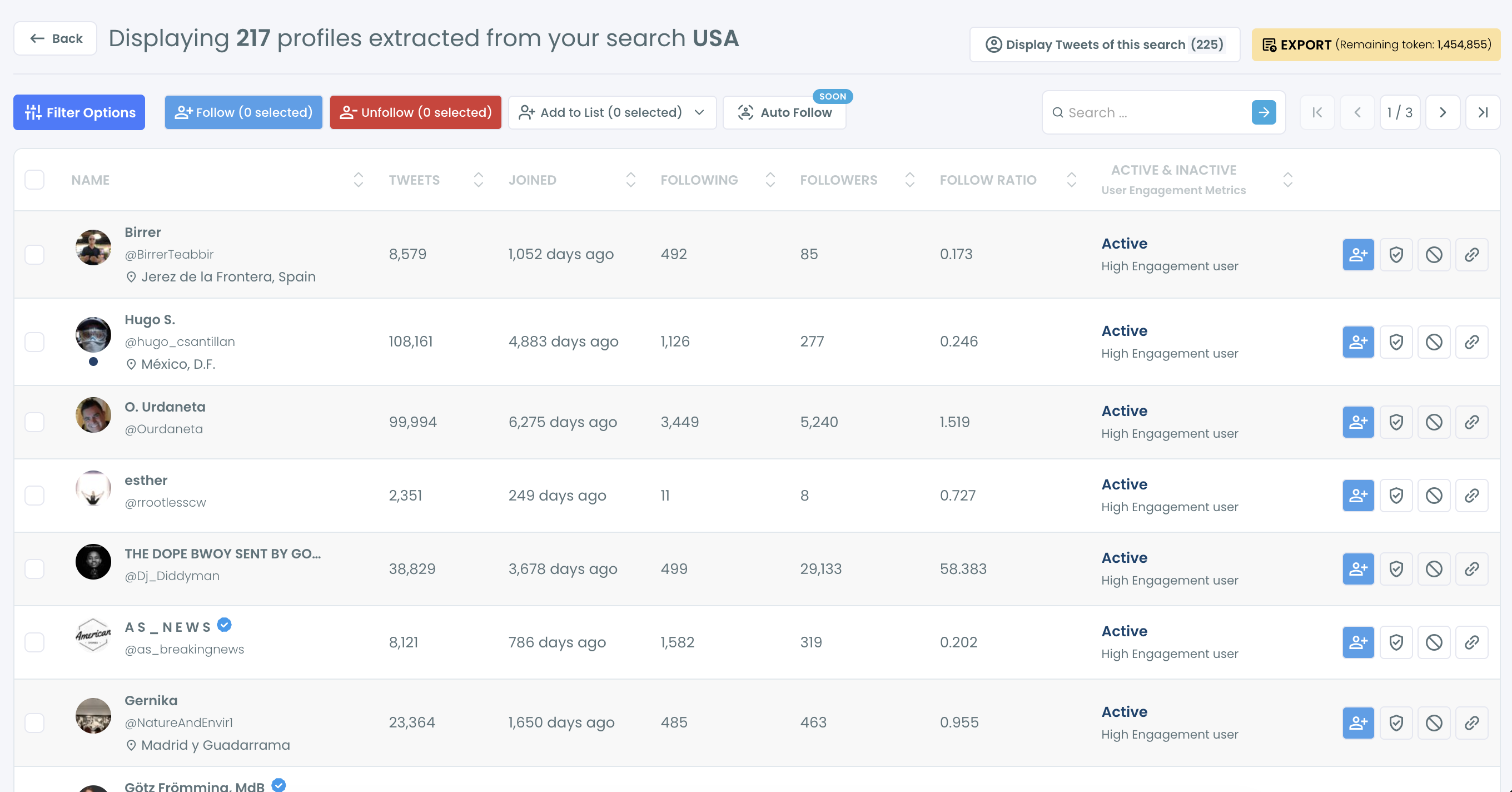 Circleboom Real-time Tweet Search results showing the accounts behind matching tweets